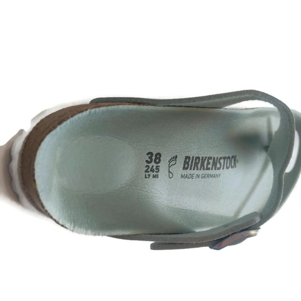 Birkenstock Womens Sz 7 Gizeh Vegan Sandals EU 38 Iridescent Matcha Regular Fit - Picture 2 of 11
